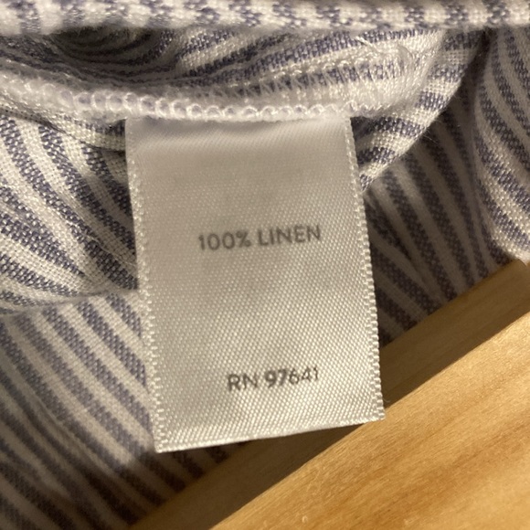 J. Jill Linen Women's Size MT Love Crop Pants Blue Striped Elastic Waist - Picture 7 of 8